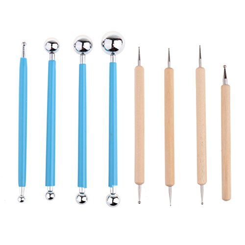 Mandala Dotting Tools,Ecjiuyi 8 Piece Sculpey Modeling Tools,Ball Stylus Rock Painting Tool Set,Ceramics Doll Fondant Modeling, Paper Flowers, Embossing Pattern