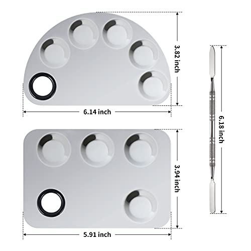 Penubuy Professional Stainless Steel Makeup Palette,2 Pieces Cosmetic Palette with Spatula Tool, Nail-art Mixing Palette for Cosmetic Pigment Blending