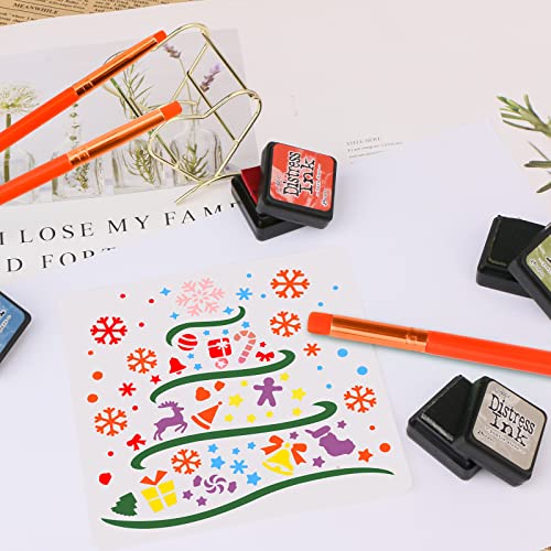 Yoseng Detailed Ink Blending Brushes for Card Making(15 pcs), Art Blending Tool for Ink Blending,Use with Intricate Stencils,Deal with Small Details（5 Colors）