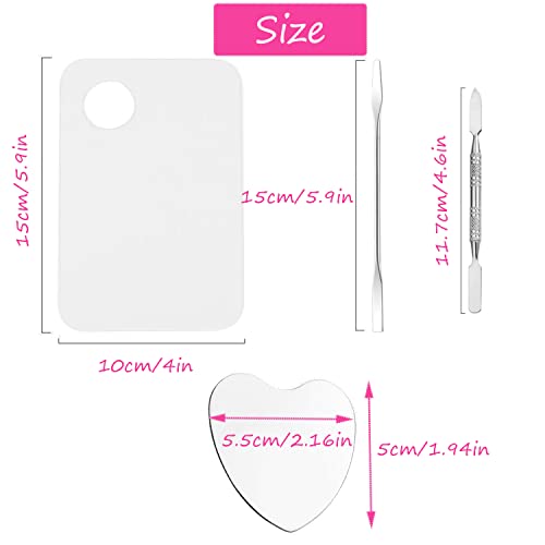 DARENYI Makeup Mixing Palette, 2 Pack Acrylic Makeup Palette with Spatula, Stainless Steel Nail Art Palette, Mixing Blending Make up Tools with Spatula for Eye Shadow, Eyelash, Lipsticks, Nail Art