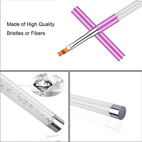 Nail Art Brush, Ombre Nail Brush with Rhinestone Handle Manicure Drill Drawing Nails Brush Pen for Gel Nails