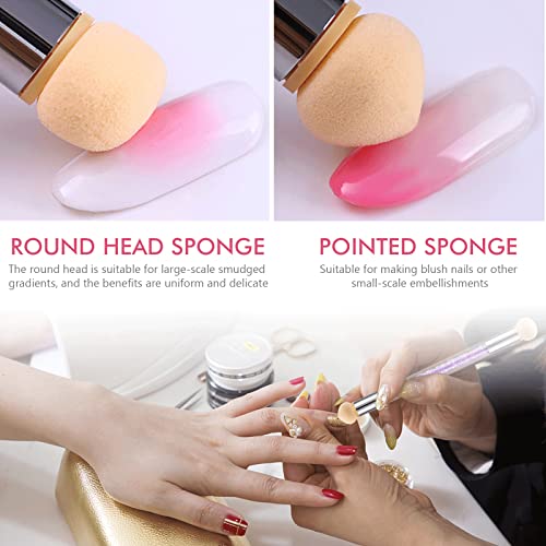 5pcs Nail Art Sponge with 20 Replacement Heads Nail Art Rendering Tools Double Head Ombre Sponge Manicure Brush for Women's Nail Decoration DIY Creative Nail Art
