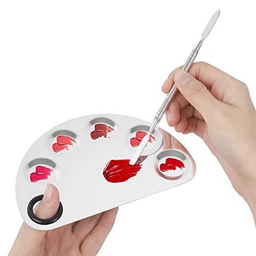 Penubuy Professional Stainless Steel Makeup Palette,2 Pieces Cosmetic Palette with Spatula Tool, Nail-art Mixing Palette for Cosmetic Pigment Blending