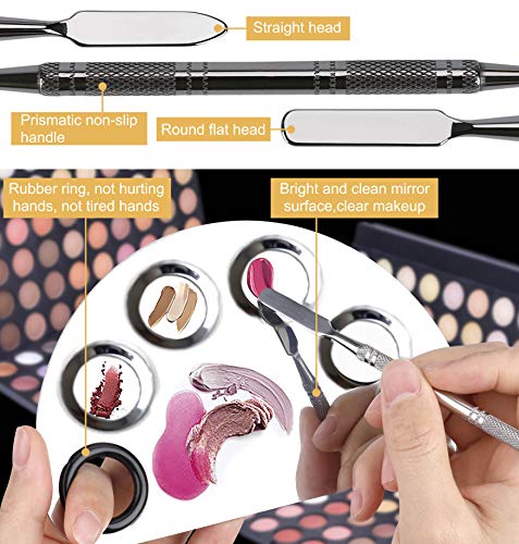 Makeup Mixing Palette Stainless Steel Cosmetic Palette Professional Nail-art Palette with Spatula Tool for Mixing Foundation Eye Shadow Nail Art Pigment Blending 2 Pieces (Silver)