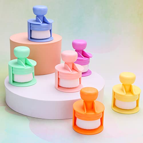 Yoseng 6 Pack Flat top Craft Ink Blending Brushes for Card Making with Stand, Ink Blending Tool, Blending Brush for Paper Crafter(Small Model,Rainbow 6 Colors,Brush Head Diameter 1.5 inches）