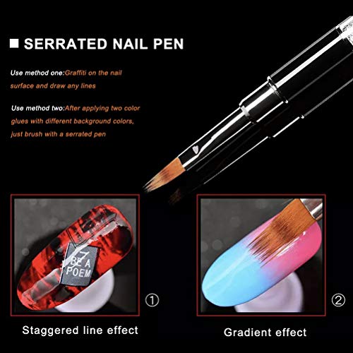 Nail Art Brush, Ombre Nail Brush with Rhinestone Handle Manicure Drill Drawing Nails Brush Pen for Gel Nails