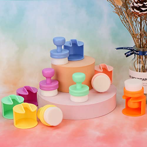 Yoseng 6 Pack Flat top Craft Ink Blending Brushes for Card Making with Stand, Ink Blending Tool, Blending Brush for Paper Crafter(Small Model,Rainbow 6 Colors,Brush Head Diameter 1.5 inches）