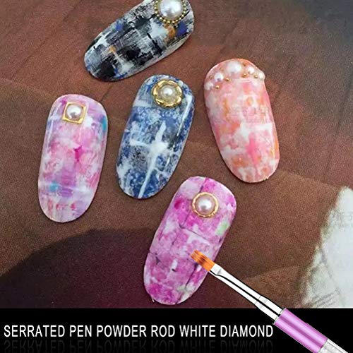 Nail Art Brush, Ombre Nail Brush with Rhinestone Handle Manicure Drill Drawing Nails Brush Pen for Gel Nails