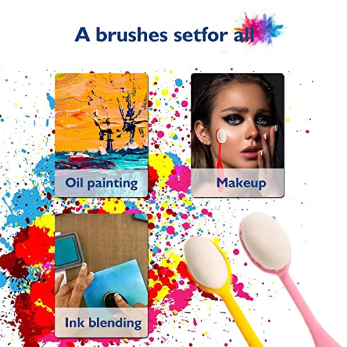 Blending Brushes for Crafts, 12PCS Craft Ink Blending Brushes Colorful Painting Brushes Background Stencil Brush Set Makeup Blush Artist Craft Tool for Painting, Drawing, Card Making, Stamp, Stencil