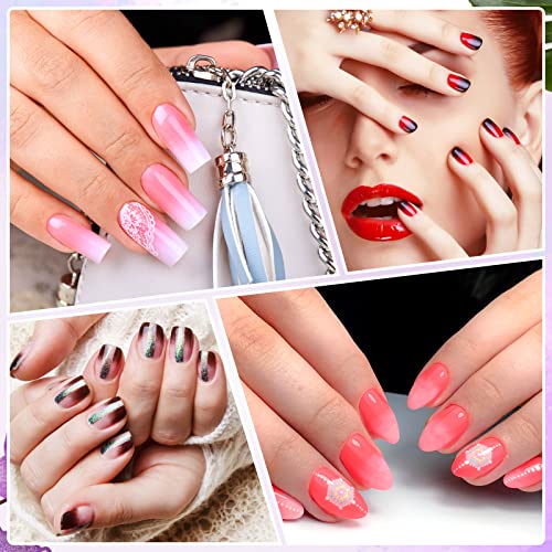 Greoer Nail Art Sponge Brush Applicator with 4 Pieces Replacement Head, Double Head Acrylic Nails Ombre Sponge Nail Design Accessories for UV Gel and False Nail Art Rendering Tools (Purple)