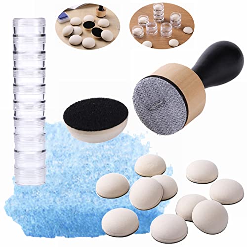 Mini Ink Blending Brushes Tools with Replacement Round Foams Refills Round Stackable Jars Storage Cases Set for Scrapbooking Painting Art Supplies Hand Tool Craft Cardmaking Drawing