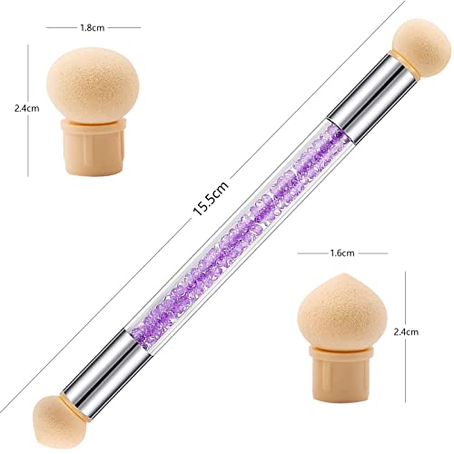 5pcs Nail Art Sponge with 20 Replacement Heads Nail Art Rendering Tools Double Head Ombre Sponge Manicure Brush for Women's Nail Decoration DIY Creative Nail Art