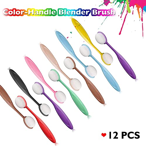 Blending Brushes for Crafts, 12PCS Craft Ink Blending Brushes Colorful Painting Brushes Background Stencil Brush Set Makeup Blush Artist Craft Tool for Painting, Drawing, Card Making, Stamp, Stencil