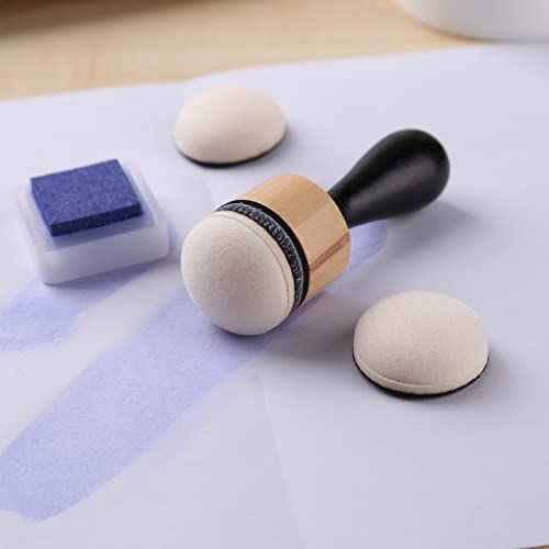 Mini Ink Blending Brushes Tools with Replacement Round Foams Refills Round Stackable Jars Storage Cases Set for Scrapbooking Painting Art Supplies Hand Tool Craft Cardmaking Drawing
