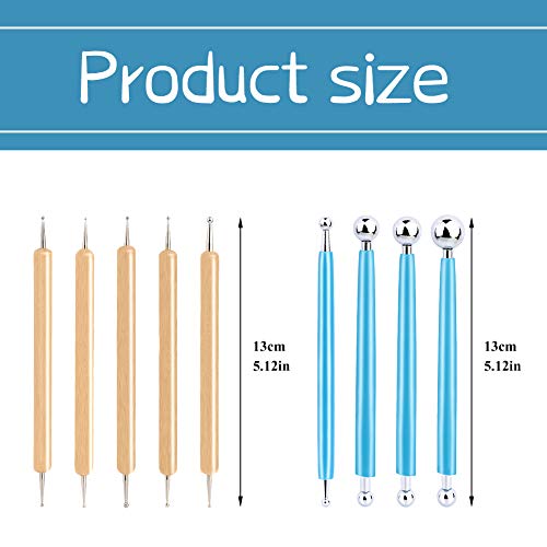 9 Pcs Dotting Tool Set, Dotting Pens with Ball Styluses Tools, Nail Art Pen Set with Storage Box, Marbleizing Tool, Nailart Tools for Rock Art Painting Nail Beuty Design Drawing Drafting