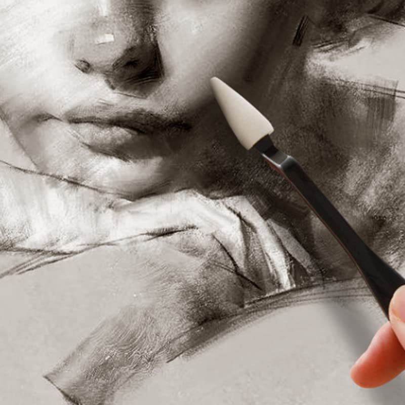 IKAAR 2Pcs Blending Stumps Paper Art Blenders Sketch Wiper Sketch Trimmer Erase Sponge Tool with 20 Replacement for Student, Artists, Sketch Drawing and Detail Painting