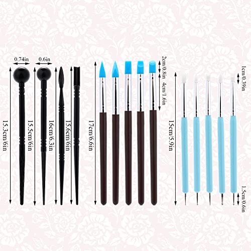 Yolev Silicone Clay Sculpting Tool - 14Pcs Modeling Dotting Tool for Pottery Craft, Rock, Nail, Blending, Drawing, DIY Handicraft