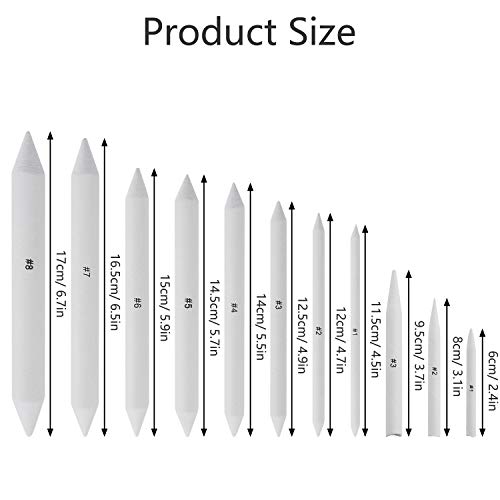 ISIYINER Art Blenders, Paper Blending Stump and Tortillions Set with Sandpaper Pencil Sharpener for Student Sketch Drawing 20 Pieces