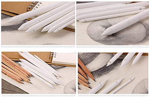 Blending Stumps and Tortillions Set,12 Pack Blending Stickss Paper Tortillon with 2 Sandpaper Pencil Sharpener Graphite Blenders for Student Sketch Art Drawing Artist DIY Adults Teens Kids
