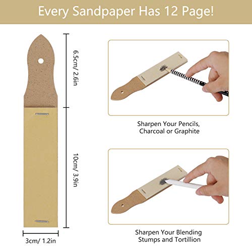 ISIYINER Art Blenders, Paper Blending Stump and Tortillions Set with Sandpaper Pencil Sharpener for Student Sketch Drawing 20 Pieces