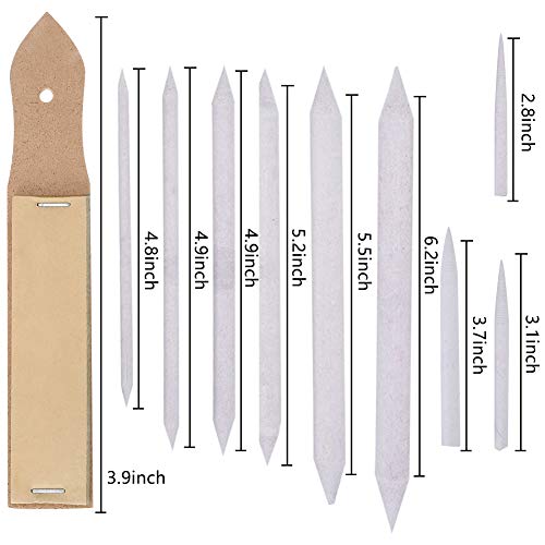 BEHAHAI 13 PCS Art Blenders, 12 Paper Blending Stumps and Tortillions Set Sketch Drawing Accessories Art Graphite Blender Stick Tortillions Sandpaper Pencil Pointer with 1 Sandpaper Pencil Sharpener