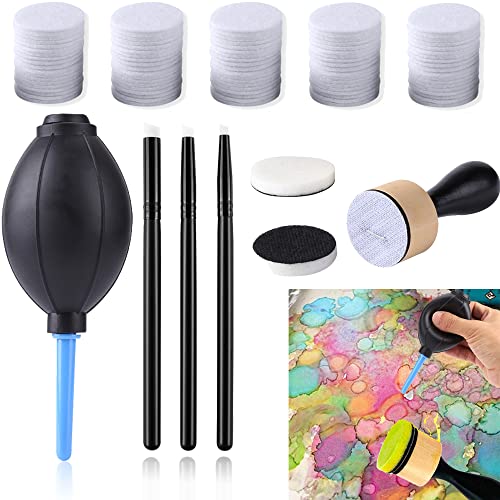 57 Pieces Ink Blower Applicator Tool Sets for Card Making Detailed Ink Blending Brushes,Ink Paints Mixing Blending Tool Mini Round Foam Refills, for Scrapbooking Craft Painting Drawing Tools Arts