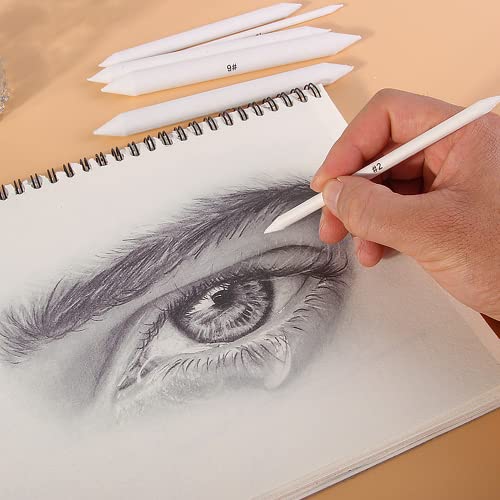 12 Pcs Blending Stump Paper Tortillon Set Double Ended Art Blender Pencil Detail Blending Smudging Shade Drawing Tools for DIY Sketch Painting Drawing （ with 1 Sandpaper Pencil Sharpener ）