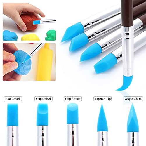 Yolev Silicone Clay Sculpting Tool - 14Pcs Modeling Dotting Tool for Pottery Craft, Rock, Nail, Blending, Drawing, DIY Handicraft