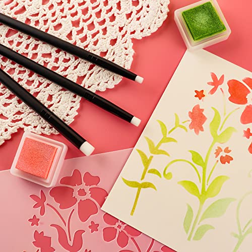 57 Pieces Ink Blower Applicator Tool Sets for Card Making Detailed Ink Blending Brushes,Ink Paints Mixing Blending Tool Mini Round Foam Refills, for Scrapbooking Craft Painting Drawing Tools Arts