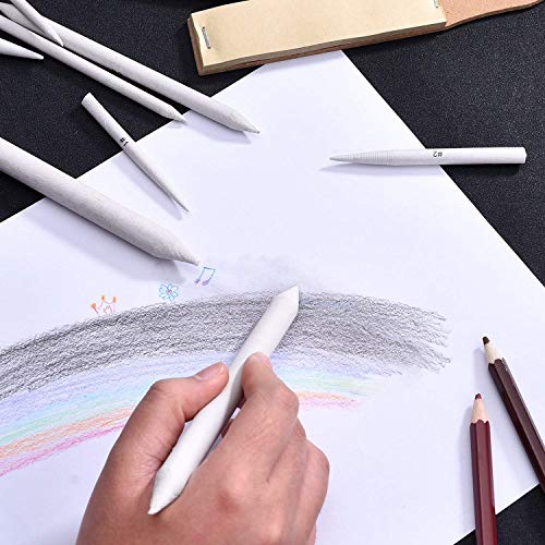 Blending Stumps and Tortillions Set,12 Pack Blending Stickss Paper Tortillon with 2 Sandpaper Pencil Sharpener Graphite Blenders for Student Sketch Art Drawing Artist DIY Adults Teens Kids