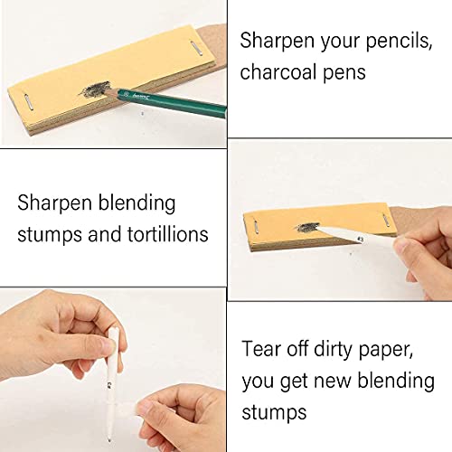 16-Piece Art Blenders Set 15 Paper Blending Stumps with 1 Piece Sandpaper Used for Sketching and Painting