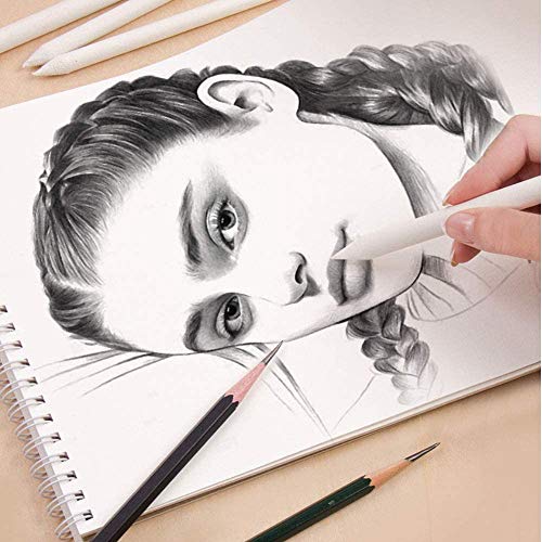 ISIYINER Art Blenders, Paper Blending Stump and Tortillions Set with Sandpaper Pencil Sharpener for Student Sketch Drawing 20 Pieces