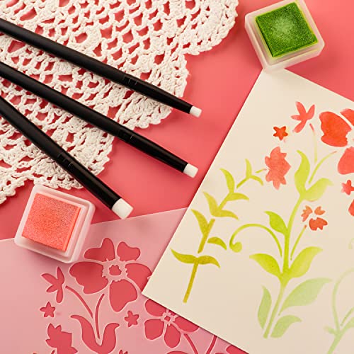 OTCRAFT 12PCS Mini Ink Paints Mixing Blending Brush Blending Tools3 Kinds of Head Smooth Blending Ink Painting Small Brushes Hand Tools for DIY Scrapbooking Paper Cards Making