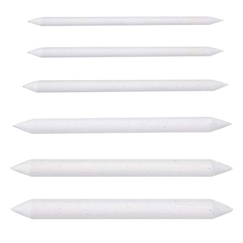 6 Pcs Blending Stump Paper Tortillon Set Double Ended Art Blender Pencil Detail Blending Smudging Shade Blenders Sticks for Drawing DIY Sketch Painting Artist Student Beginner, Assorted Size, White