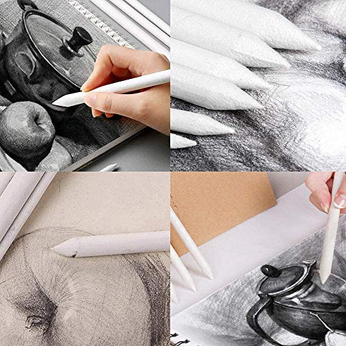 ISIYINER Art Blenders, Paper Blending Stump and Tortillions Set with Sandpaper Pencil Sharpener for Student Sketch Drawing 20 Pieces