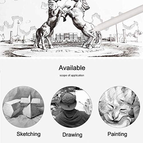 6 Pcs Blending Stump Paper Tortillon Set Double Ended Art Blender Pencil Detail Blending Smudging Shade Blenders Sticks for Drawing DIY Sketch Painting Artist Student Beginner, Assorted Size, White