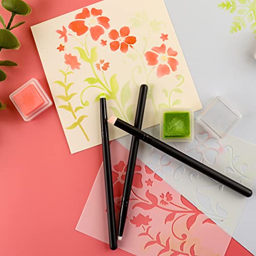 Detailed Ink Blending Brushes for Card Making 6 Count, 2 Kinds of Head,Art Blending Tool for Ink Blending,Use with Intricate Stencils,Deal with Small Details