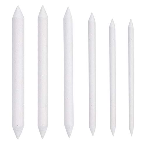 Mikihat 6 Pieces Art Blenders Set, Blending Stump Paper Tortillon Set Double Ended Art Blenders Sticks Sketch Tools for DIY Drawing, Sketch, Pencils, White