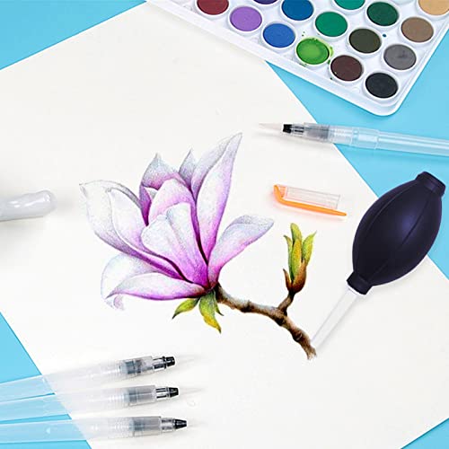 AMIJOUX 107 Pieces Alcohol Ink Blending Tool Set 6 Pieces Blending Brush Pen and 100 Multiple Tipped Blending Swabs with Mini Air Blower for Card Making Embossing Painting Rendering