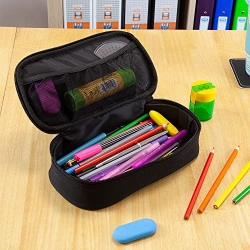 Large big capacity pencil case pouch organiser for school, office, stationery- Black