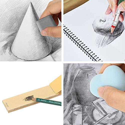 23Pack Art Blenders Set, Blending Stumps and Tortillions Set with Sandpaper Pencil Sharpeners, Kneaded Eraser, Pencil Extension Tool, Sponge, Package in Felt Bag for Student Artists Sketch Drawing