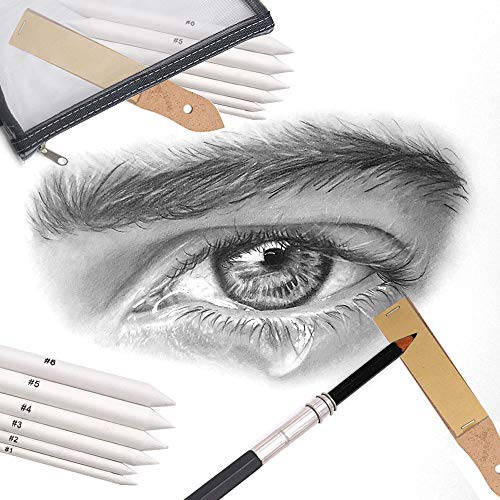 16pcs Blending Stumps Paper Tortillon Set Sketch for Art Drawing Artist DIY Sandpaper Sharpen Pads Blocks Pencil Extension Tool