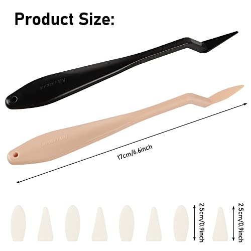 FENGCHUANG 2 Pcs Sketch Wiper, Sketch Wiper Set with 20 Sponge Heads Painting Knife, Small Palette Knife, Palette Knife Painting for Oil Sketch Painting Beginners (Black, Light Coffee Color)