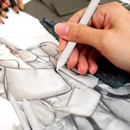 6 Pieces Blending Stump Paper Tortillon Set Double Ended Art Blender Pencil Detail Blending Smudging Shade Drawing Tools for DIY Sketch Painting Artist Student Beginner, White