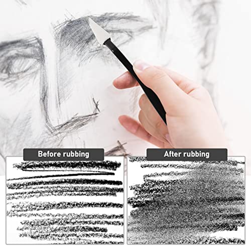 FENGCHUANG 2 Pcs Sketch Wiper, Sketch Wiper Set with 20 Sponge Heads Painting Knife, Small Palette Knife, Palette Knife Painting for Oil Sketch Painting Beginners (Black, Light Coffee Color)