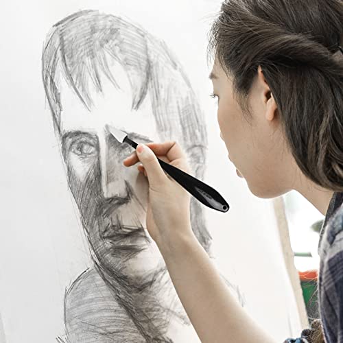 FENGCHUANG 2 Pcs Sketch Wiper, Sketch Wiper Set with 20 Sponge Heads Painting Knife, Small Palette Knife, Palette Knife Painting for Oil Sketch Painting Beginners (Black, Light Coffee Color)