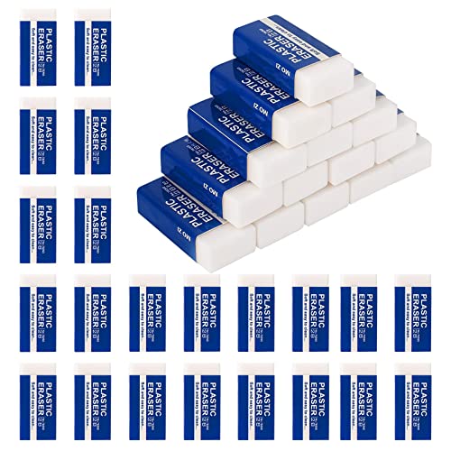 40Pcs White Plastic Erasers Soft 2B Eraser Plastic Pencil Eraser for School Home Office Sketches Paintings Fine Arts(4 * 2 * 1cm)
