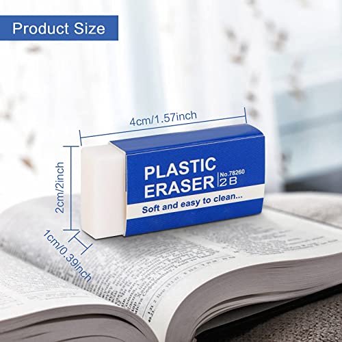 40Pcs White Plastic Erasers Soft 2B Eraser Plastic Pencil Eraser for School Home Office Sketches Paintings Fine Arts(4 * 2 * 1cm)
