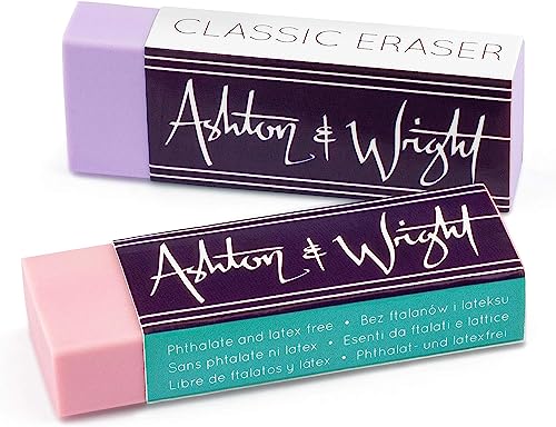 Ashton and Wright - Classic Eraser - Latex Free Plastic Rubber - Pack of 5 Pastel