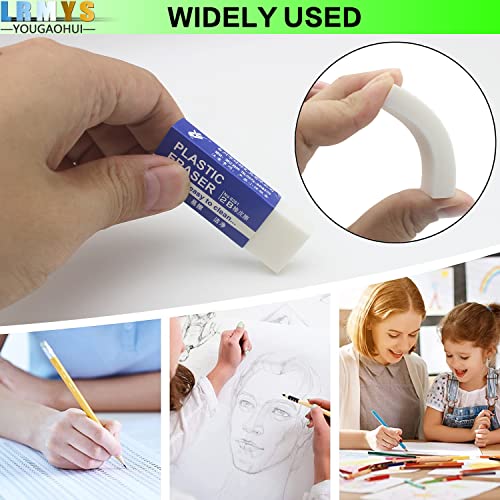 LRMYS White Soft Plastic Erasers, 5.2cm PVC Plastic Rubber 2B Pencil Eraser Student Drawing Tool for Universal Use in Schools Sketches Paintings Fine Arts Homes and Offices, 10 Pcs in Pack